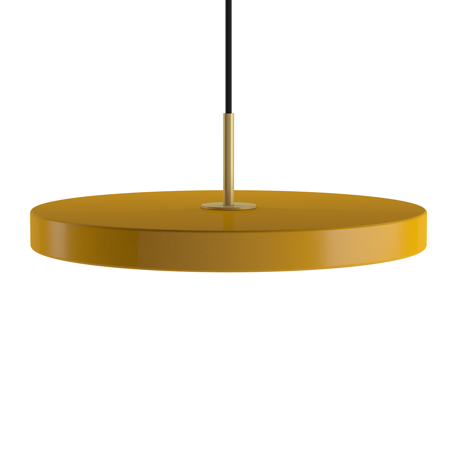 Asteria Mini LED hanging light, saffron yellow/brass, 31 cm - UMAGE